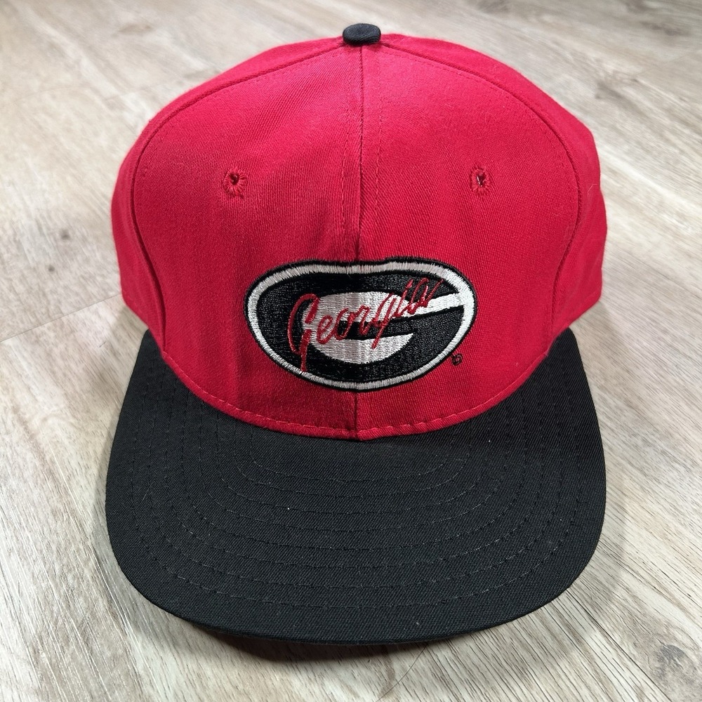 VTG Georgia Bulldogs Snapback Hat College AJD‎ Red Black Wool Cap USA
